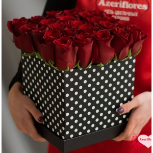 Коробка бордовых роз «Брют» с доставкой в Хабаровске