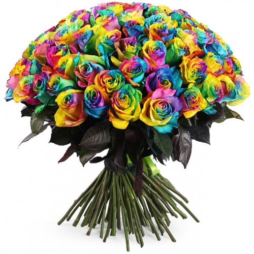 Пример букета из 101 радужной розы в Хабаровске